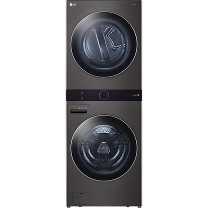 LG Single Unit Gas WashTower with Center Control, Black Steel (WKGX201HBA)