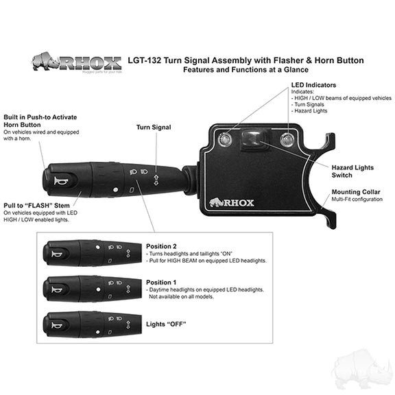 RedHawk BYO LED Light Kit w/ RGBW LED Running Light, E-Z-Go Express Deluxe, Pedal Mount - LGT-402LT3B1