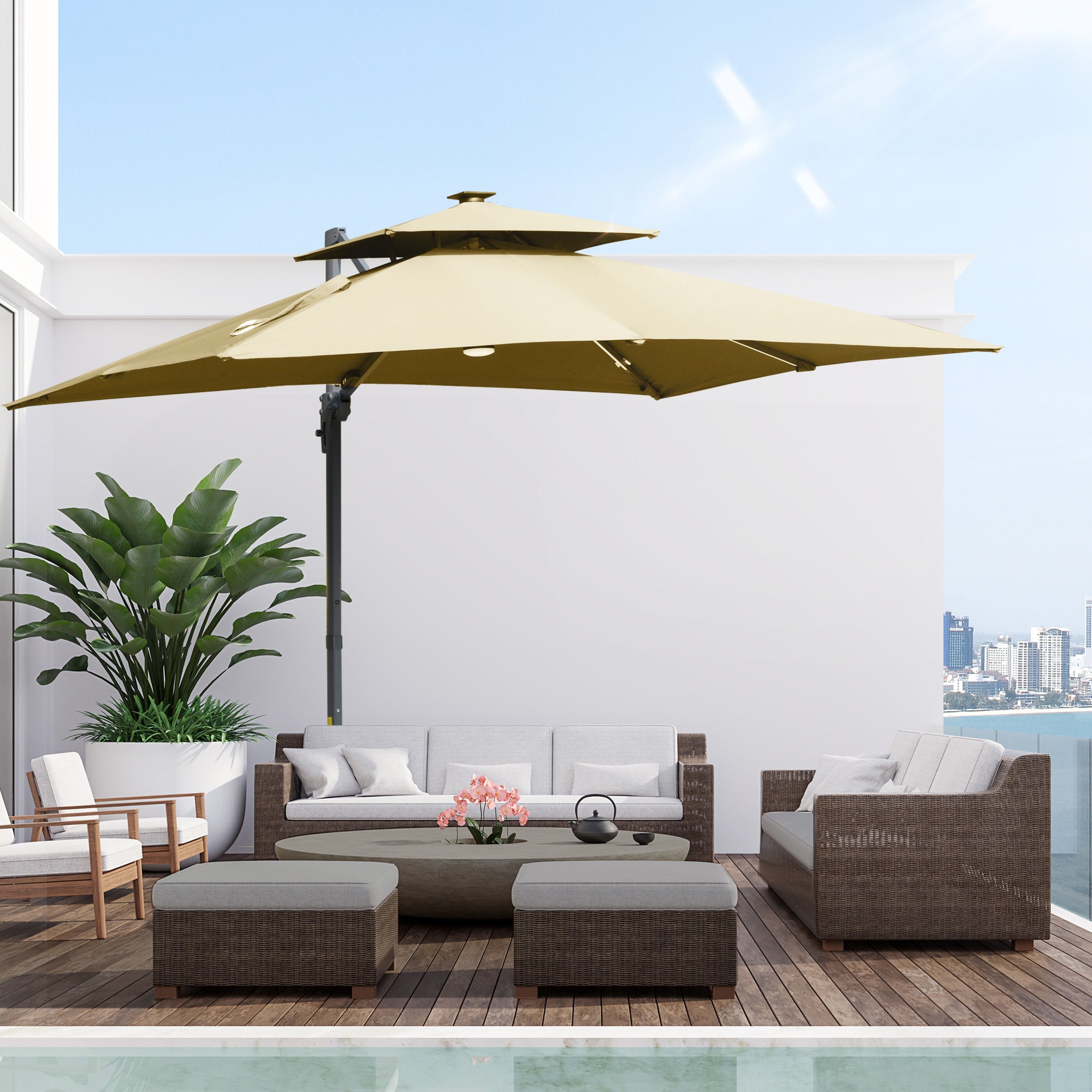 Outsunny Cantilever Umbrella - Thumbnail 3