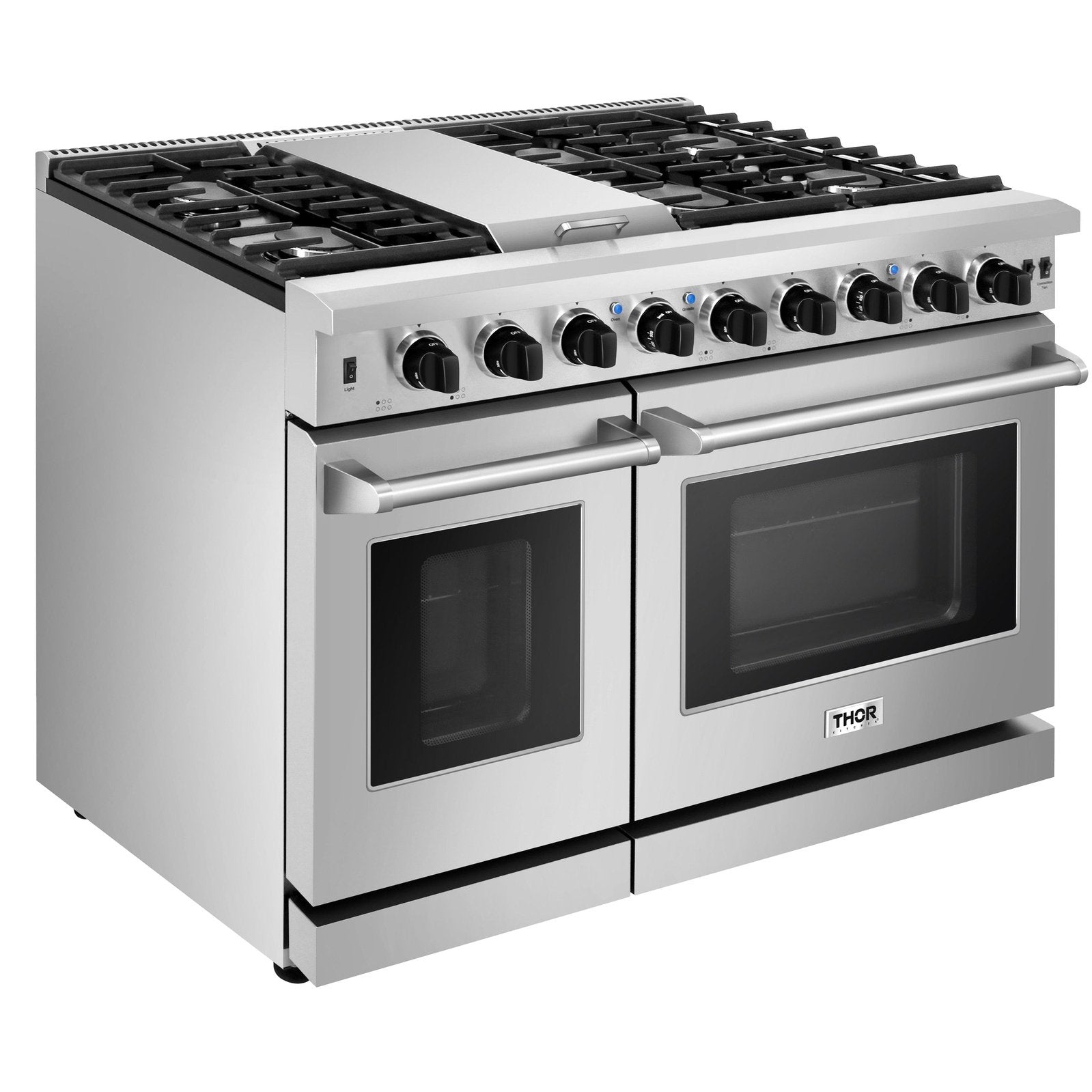 Thor Kitchen 48 in. 6.8 cu. ft. Double Oven Natural Gas Range in Stainless Steel - LRG4807U