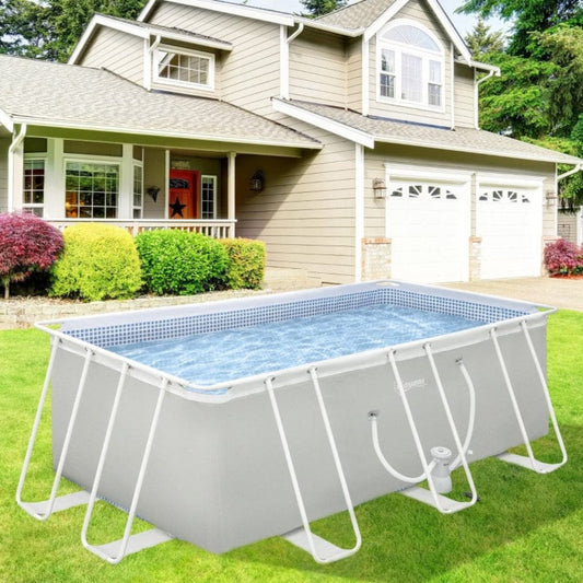 Outsunny 14ft x 8ft x 48in Steel Frame Pool with Filter Pump - 848-030V80LG