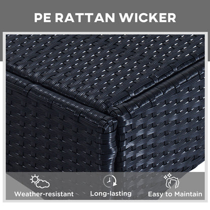 3-Piece Patio Chaise Lounge Chair with Table, 5-Level Adjustable Backrest & Wheels, Black - 862-011BK