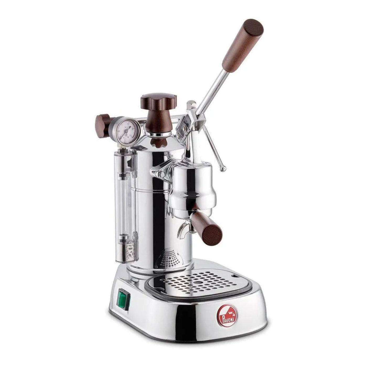 La Pavoni Professional Espresso Machine in Chrome with Wood Accents  - PCW-16