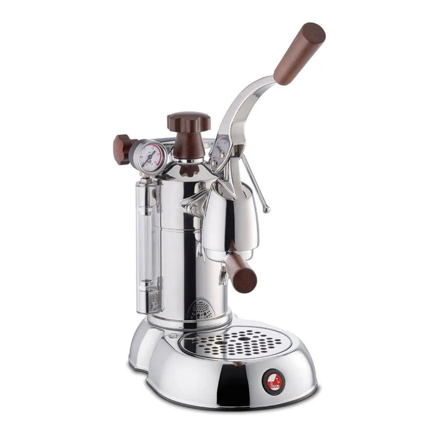 La Pavoni Stradavari Espresso and Cappuccino Machine in Chrome with Wood Accents  - PSW-16