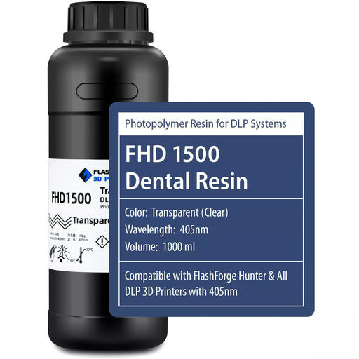 FlashForge FHD 1500 Dental Resin 1 Liter - Transparent Clear