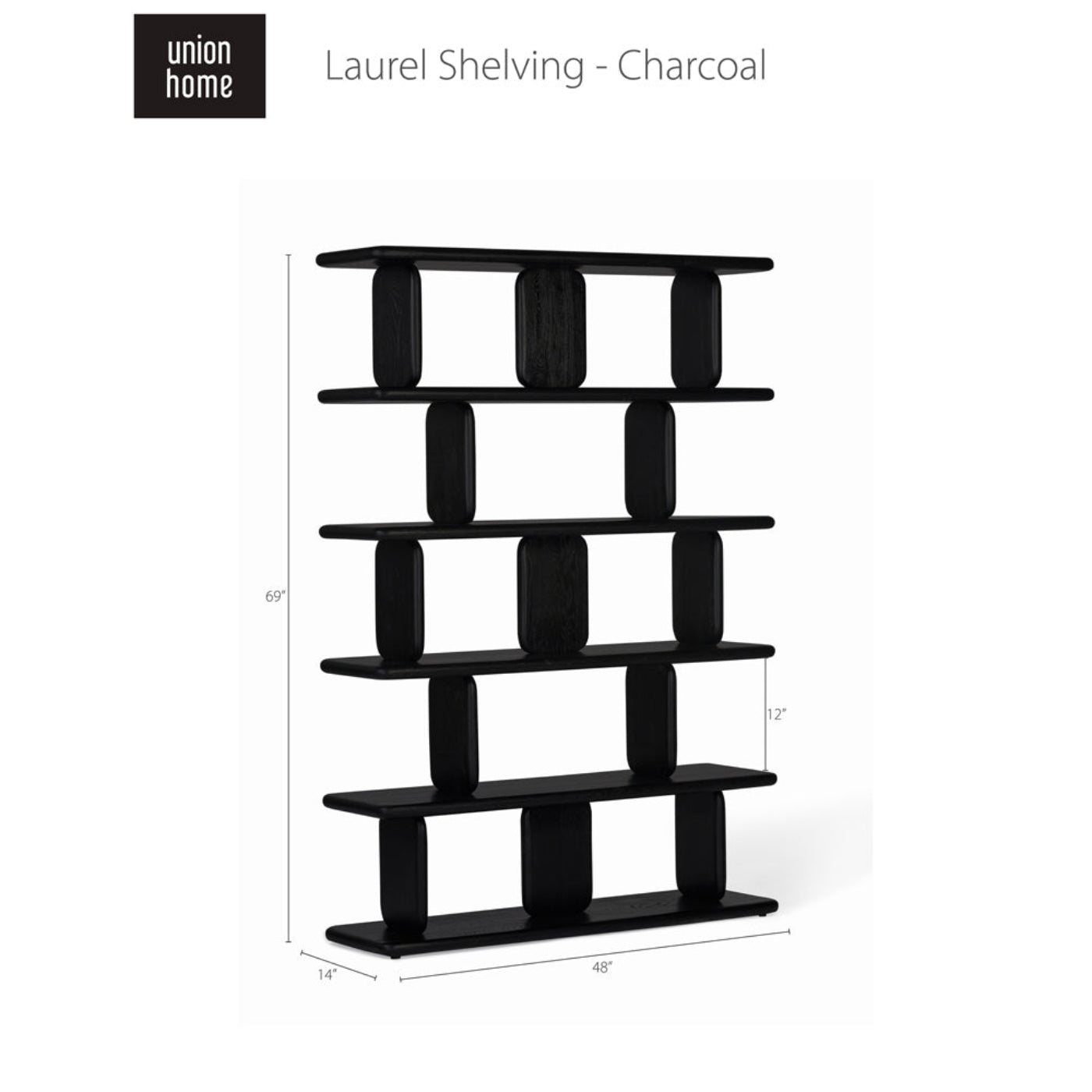 Union Home Laurel Shelving - Charcoal  - LVR00354