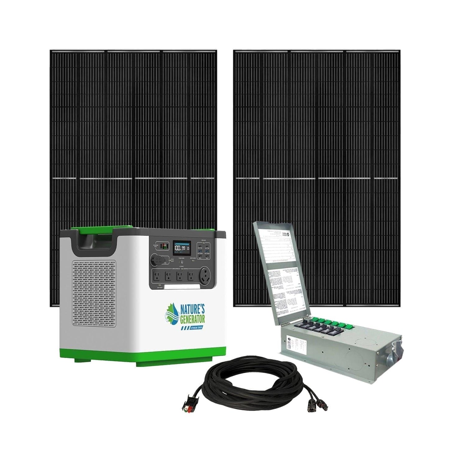 Nature's Generator Lithium 3600 Solar Generator and Transfer Switch - NGL36AUP