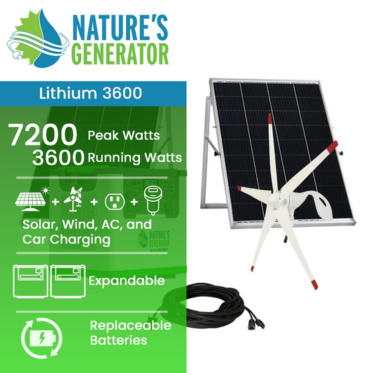 Nature's Generator Lithium 3600 Solar and Wind Generator - NGL36AUW