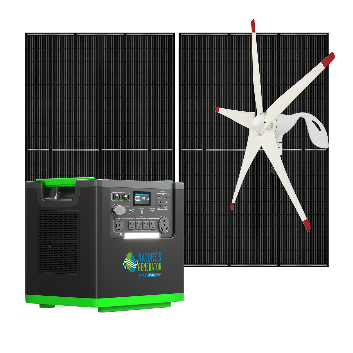 Nature's Generator Lithium 6000 with Solar Panels and Wind Turbine - NGLSXAUPW