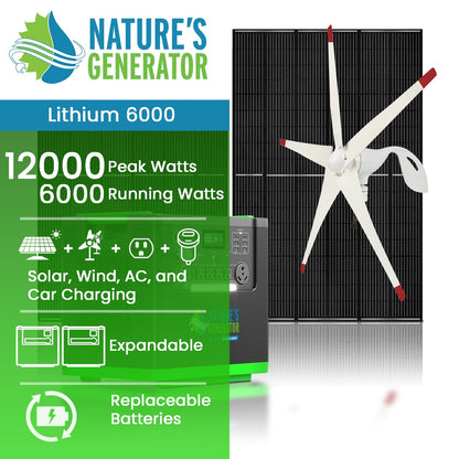 Nature's Generator Lithium 6000 with Solar Panels and Wind Turbine - NGLSXAUPW