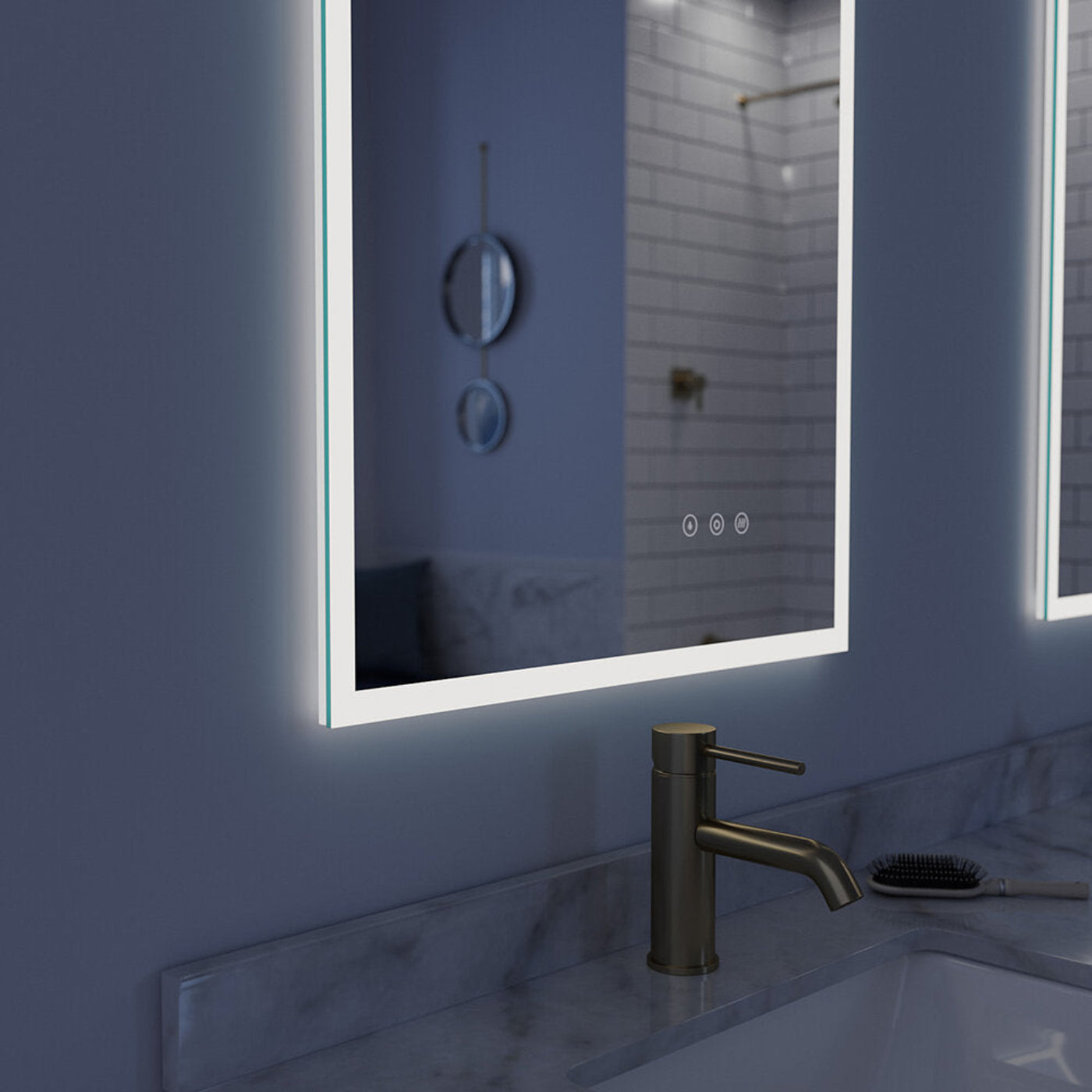 Arpella - Lucent 24 in. x 36 in. Wall Mounted LED Vanity Mirror with Color Changer, Memory Dimmer and Defogger - LEDCM2436