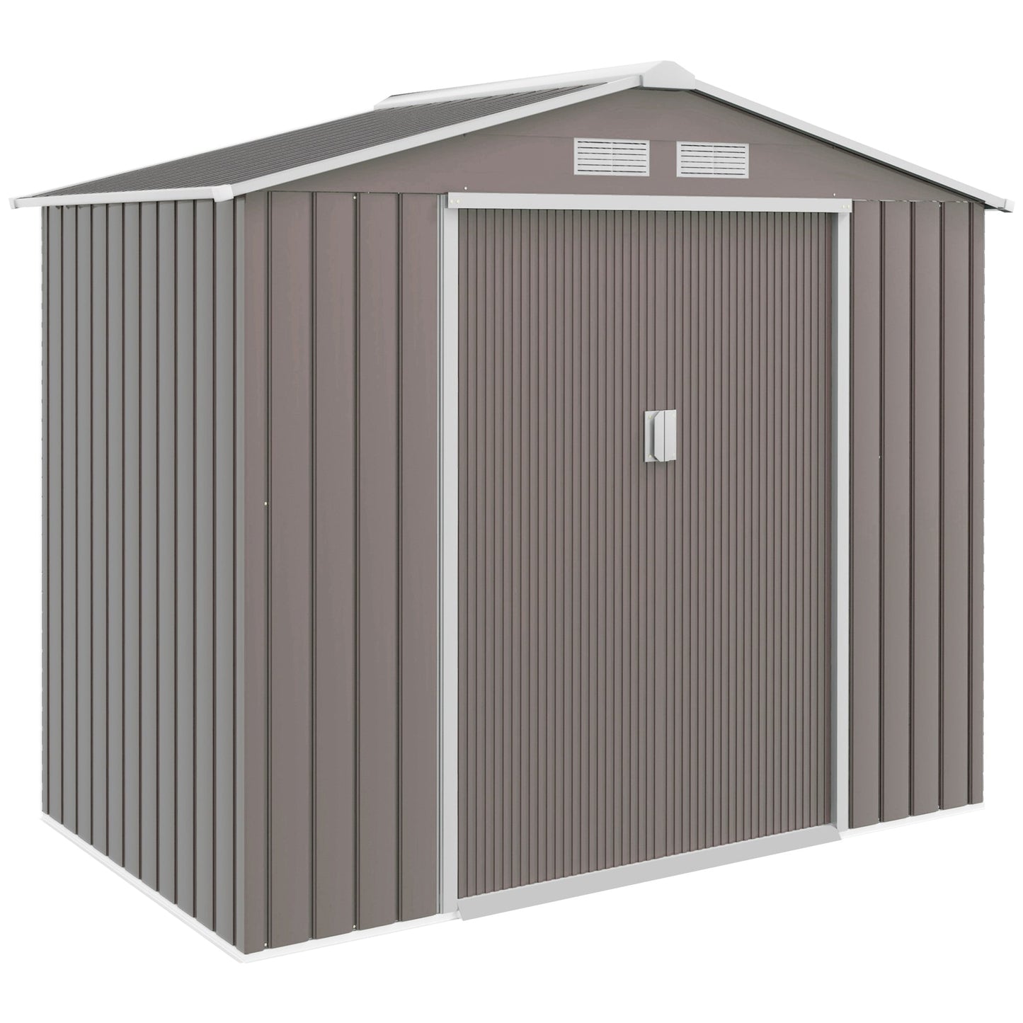 Outsunny EverBase 7' x 4' Outdoor Storage Shed with Foundation Kit, Double Lockable Door & Air Vents, Gray - ockable Door & Air Vents, Gray
