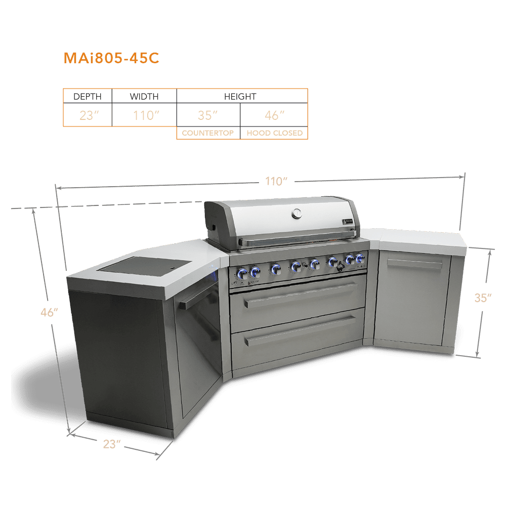 Mont Alpi 6-Burner Island With 45-Degree Corners - MAi805-45