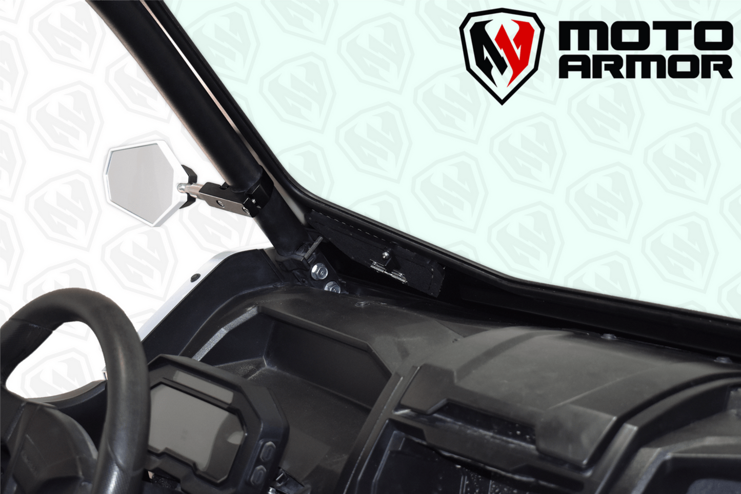 Moto Armor Kawasaki KRX Full Glass Windshield with Vents (2020+) - MA-KRX-WS-GLS-BLK-C-Y