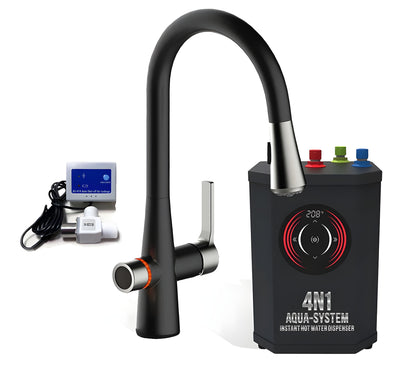 AquaNuTech 4N1 Aqua-System Contemporary Faucet with Hot Water Dispenser and Leak Detector New - 4N1CAS-CH