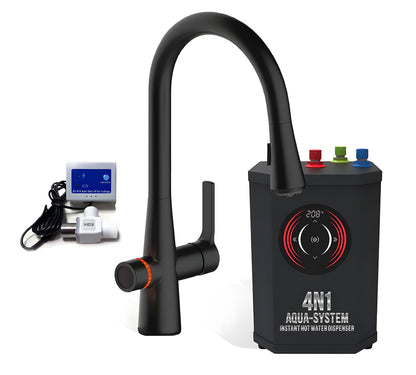 AquaNuTech 4N1 Aqua-System Contemporary Faucet with Hot Water Dispenser and Leak Detector New - 4N1CAS-CH