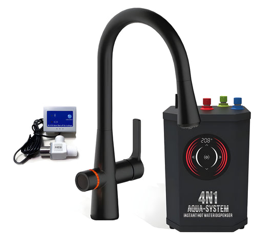 AquaNuTech 4N1 Aqua-System Contemporary Faucet with Hot Water Dispenser and Leak Detector New - 4N1CAS-CH