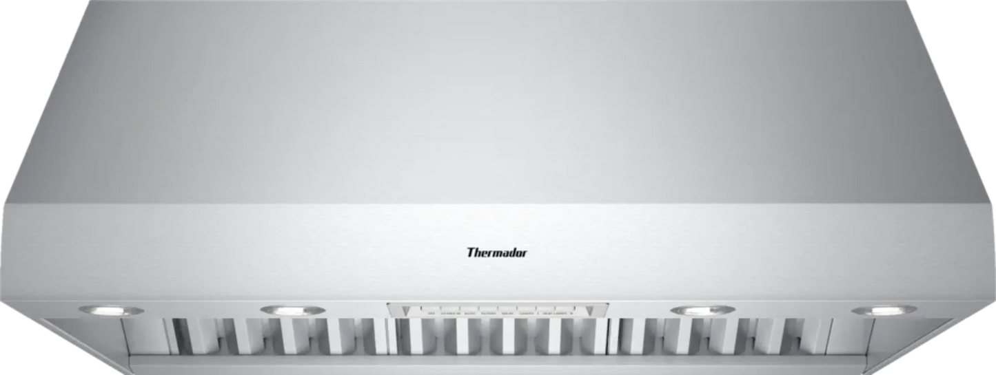 Thermador Professional PH48GS 48" Canopy Wall-Mount Hood, 3-Speed, Auto Function, Infrared Lamps, Baffle Filters - 7555076685917
