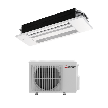 Mitsubishi MLZ-KX09NL & SUZ-AA09NL 9,000 BTU 21.6 SEER2 One-Way Ceiling Cassette Heat Pump System (w/ Grille) - R454B - MLZKX09NL/MLP449WU/SUZAA09NL