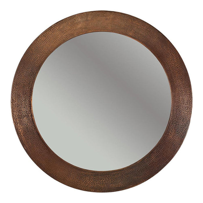 Rustic Premier Copper 34 in. Round Hammered Copper Mirror - MFR3434