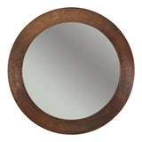 Rustic Premier Copper 34 in. Round Hammered Copper Mirror - MFR3434