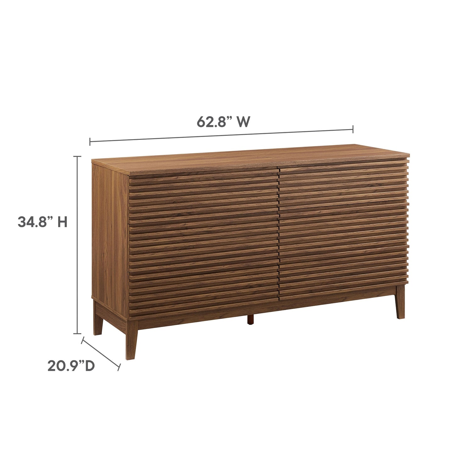 Modway Furniture Render 63” 6-Drawer Dresser - MOD-7200-WAL