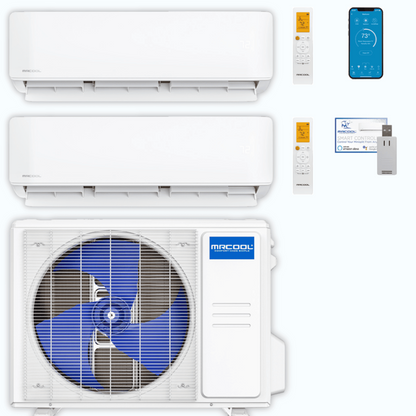 MRCOOL DIY 5th Gen 2-Zone 27,000 BTU Ductless Mini Split Air Conditioner & Heat Pump (9K+18K) - , DIY2-B-27HP0918