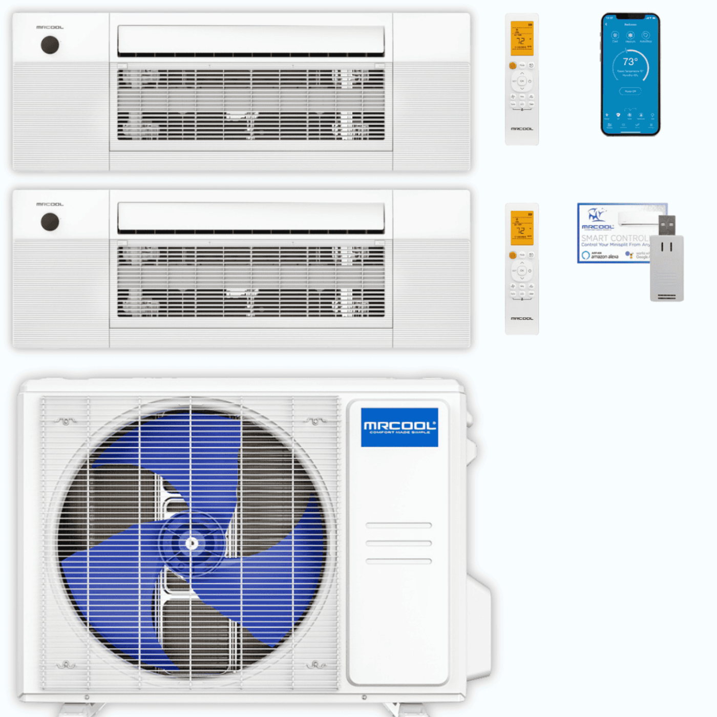 MRCOOL DIY 5th Gen 2-Zone 24,000 BTU Ceiling Cassette Ductless Mini Split Air Conditioner & Heat Pump (12K+12K),  - DIY2-BC-36HP