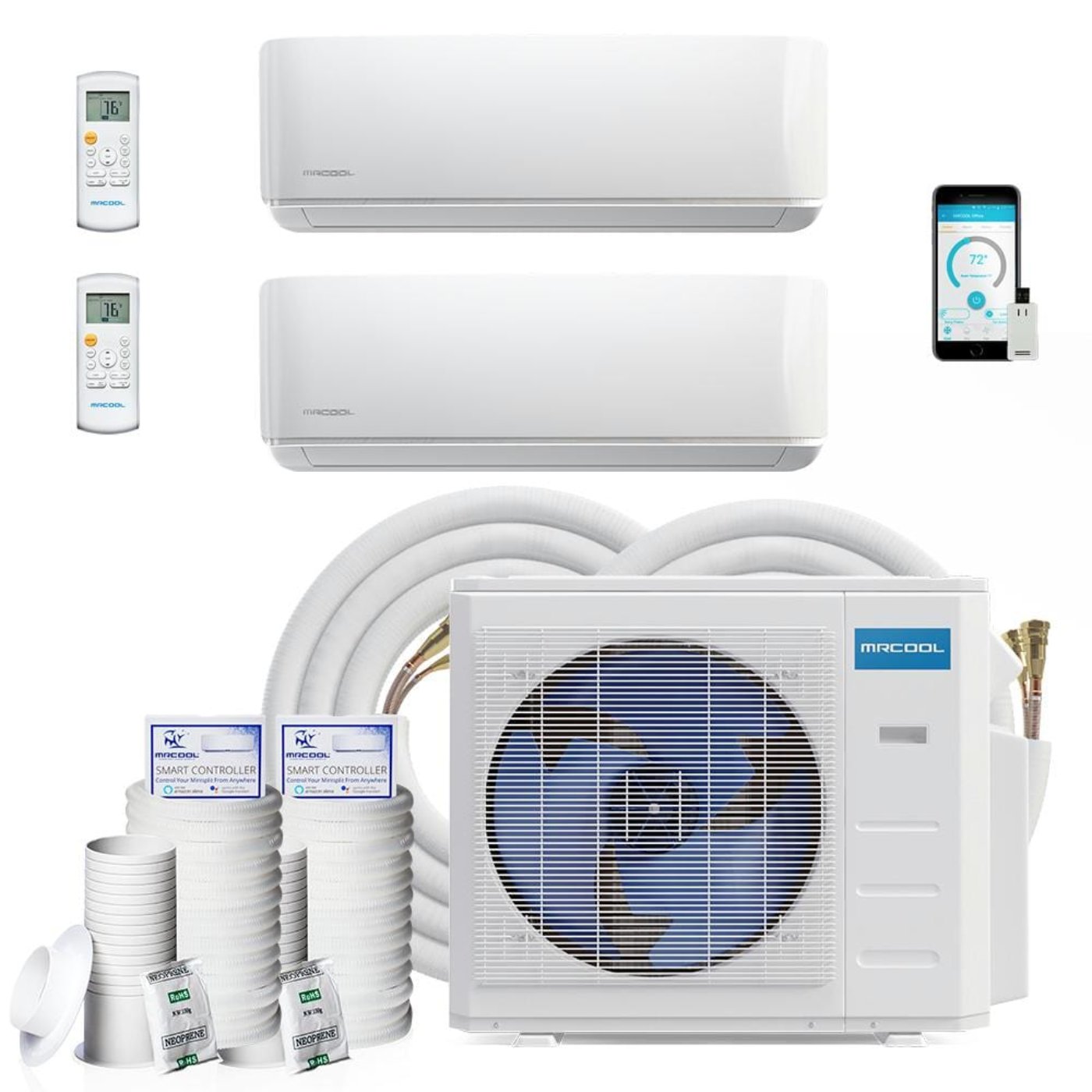 MRCOOL DIY Mini Split - 36,000 BTU 4 Zone Ductless Air Conditioner and Heat Pump with 25 ft. Install Kit, DIYM436HPW00C84