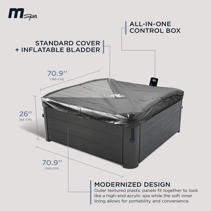 MSpa Square Bubble Spa w/Hard Exterior, Soft Lining Interior, & Hydro Jets, Oslo - 277