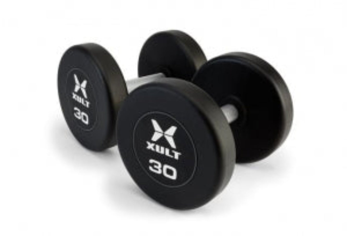 Johnson Health Tech XULT Urethane Hex Dumbbells - XULT Urethane Hex Dumbbell Pair, Black, 65 lb. - XT-065URE-HEX