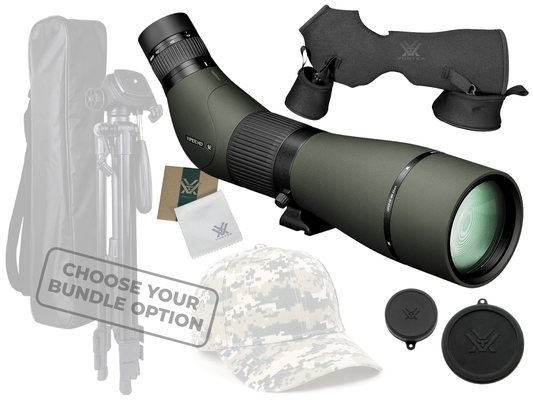 Vortex Optics Viper HD 20-60x85 Angled Spotting Scope V502 with Wearable4U Bundle - V502_Hat-CD_LCP