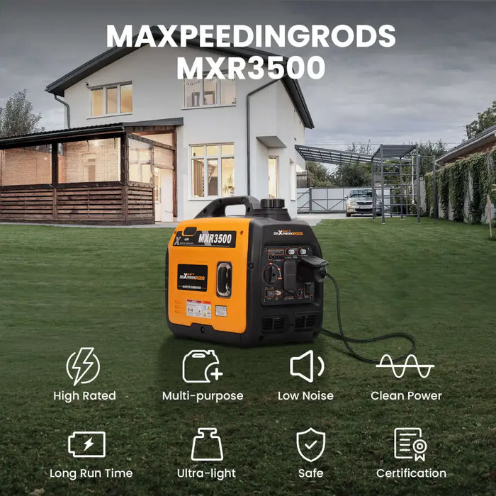 Maxpeedingrods Inverter Generator 3000W/3500W Low THD Parallel and RV Ready with CO Alert - MXR3500-CA