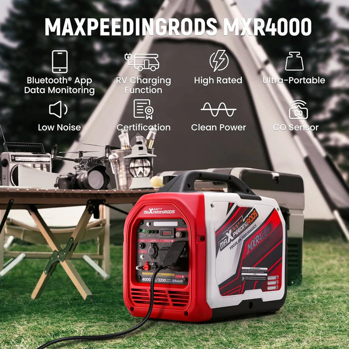 Maxpeedingrods Gas Inverter Generator 3200W/4000W Low THD Parallel RV Ready - MXR4000