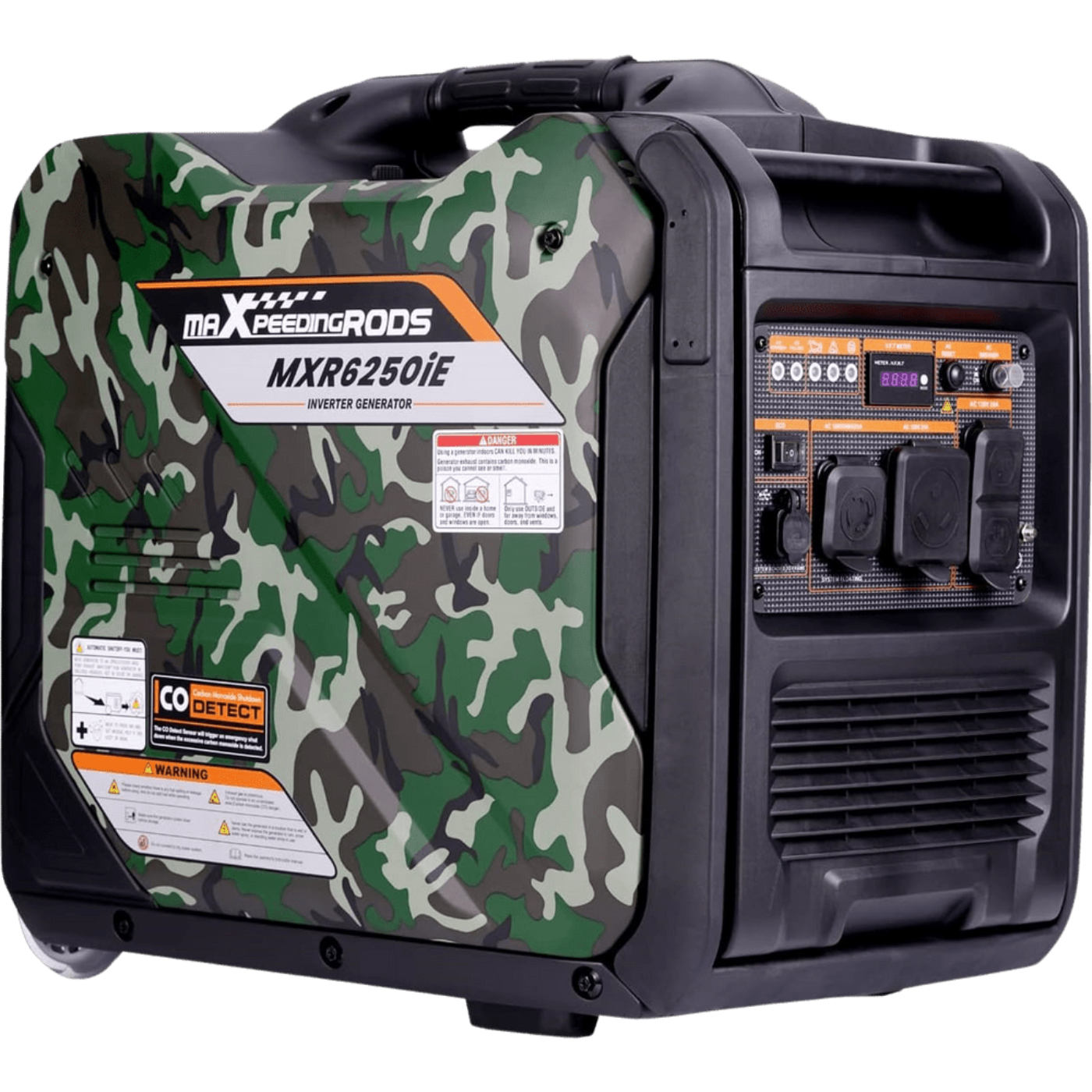 Maxpeedingrods Inverter Generator 5000W/5500W Low THD Electric Start RV Ready and CO Alert Gas- MXR6250IE-CA