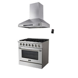 Combo Awoco 36” Freestanding 6 Burners Range with 36'' RH-WT-36 Wall Mount Range Hood - JK36A1-T-NG+RH-WT-36