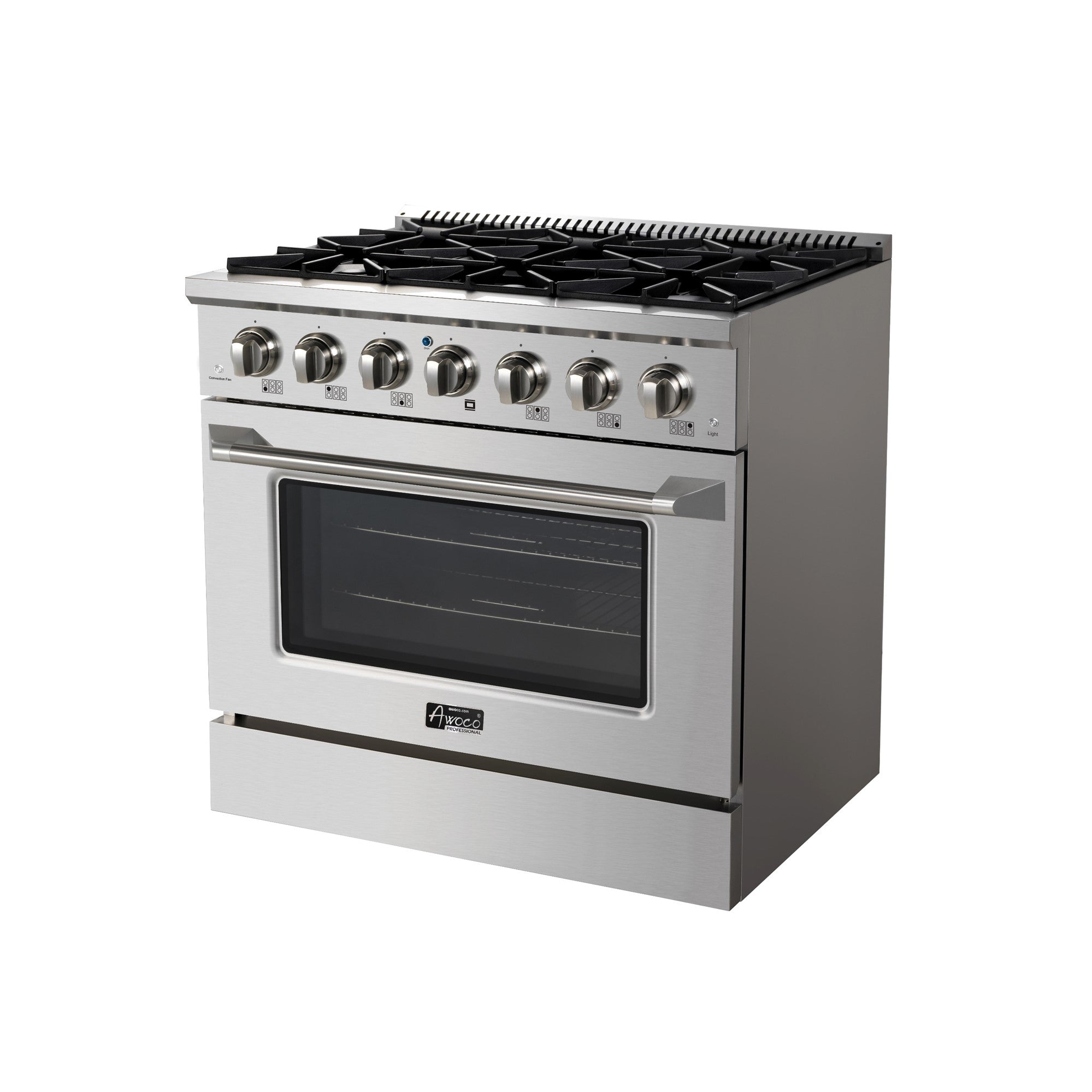 Awoco 36” Freestanding 6 Burners Range with 4.5 cu ft. Convection Oven and 2 Racks - JK36A1-T-NG