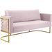 Meridian Furniture Casa Pink Velvet Sofa with Gold Iron Metal Base - 692Pink-S