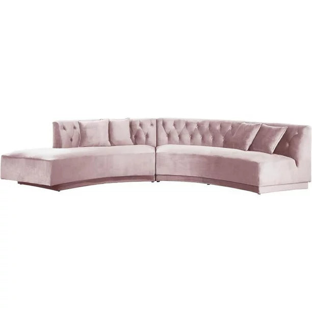 Meridian Furniture Kenzi 2pc Velvet Sectional in Pink - 641Pink-Sectional