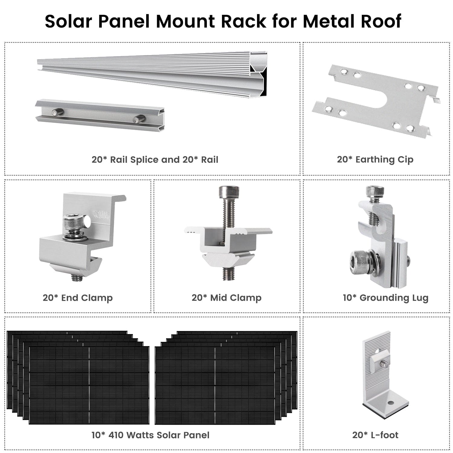 410 Watt Monocrystalline Solar Panel (10 Packs) With Solar Panel Mount Rack - Backyard Provider