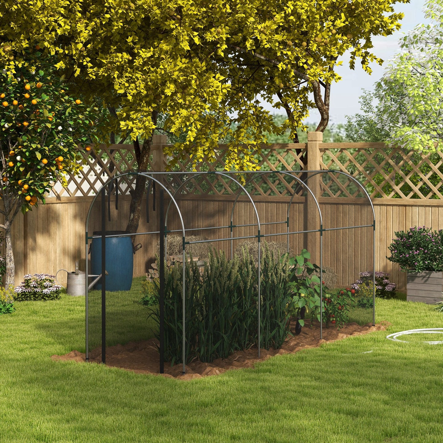 4' x 12' Crop Cage Plant Protection Tent with Zipper, Plant Outdoor Cage for Garden, Yard, Lawn, Black