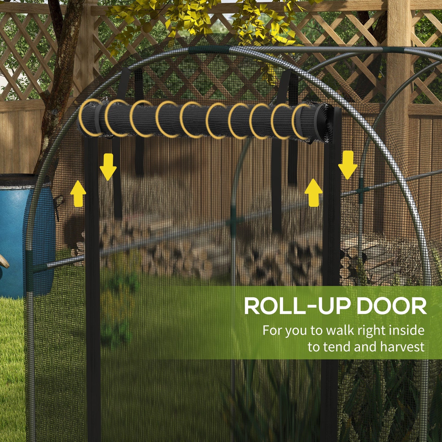 4' x 12' Crop Cage Plant Protection Tent with Zipper, Plant Outdoor Cage for Garden, Yard, Lawn, Black