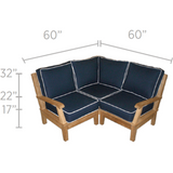 Royal Teak Collection Base Module Corner and 2 Sides W/Arms - MIABASE