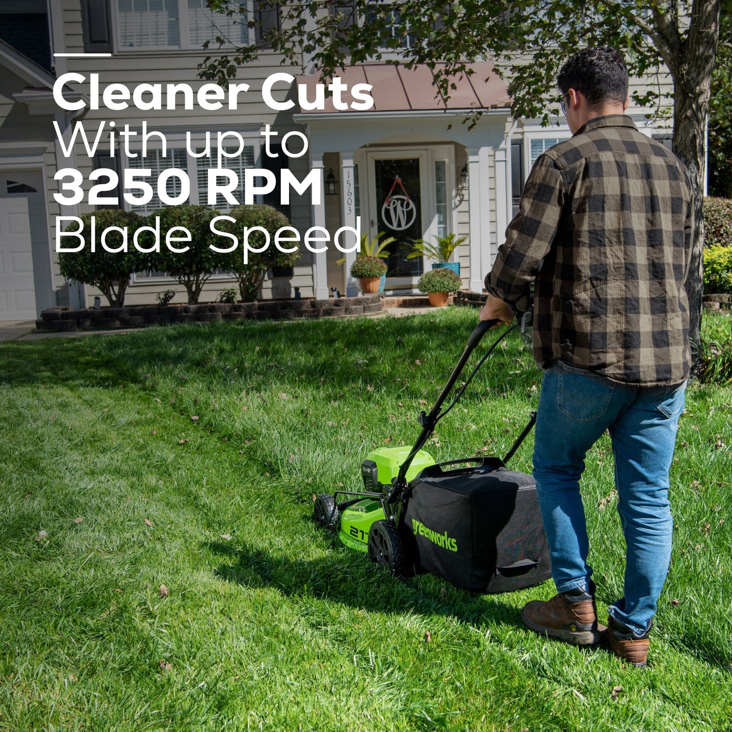 Greenworks 48V (24V x 2) 21" Cordless Battery Push Mower 3PC Combo Kit w/ (2) 5.0Ah Batteries,(1) 2.0Ah Battery,(1) Dual Port Rapid Charger & (1) 2A Charger - 1366402