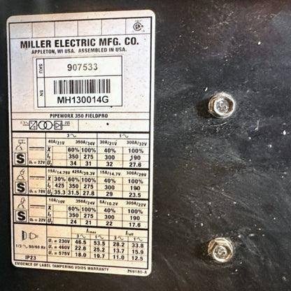 Miller Welding 907588 Pipeworx 350 FieldPro 4 Pack - Reconditioned - Miller 907588