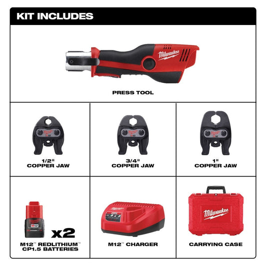 Milwaukee 2473-22 M12 1/2" - 1" Force Logic Press Tool Kit