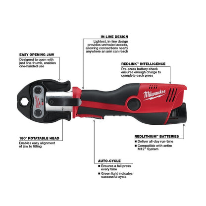 Milwaukee 2473-22 M12 1/2" - 1" Force Logic Press Tool Kit