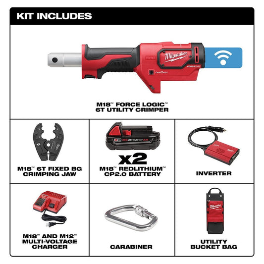 Milwaukee 2678-22BG M18 Force Logic 6T Utility Crimping Kit With D3 Grooves and Fixed Bg Die