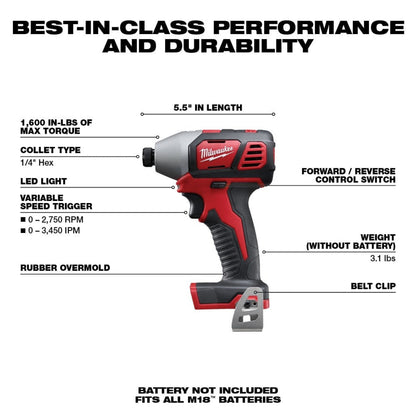 Milwaukee 2695-24 M18 Cordless Combo Compact Hammer Drill/Hackzall/1/4 Hex Impact Driver/Work Light/Charger/2 Battery - 709