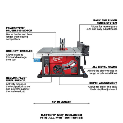 Milwaukee 2736-20 M18 FUEL 8-1/4" Table Saw with One-Key, Bare